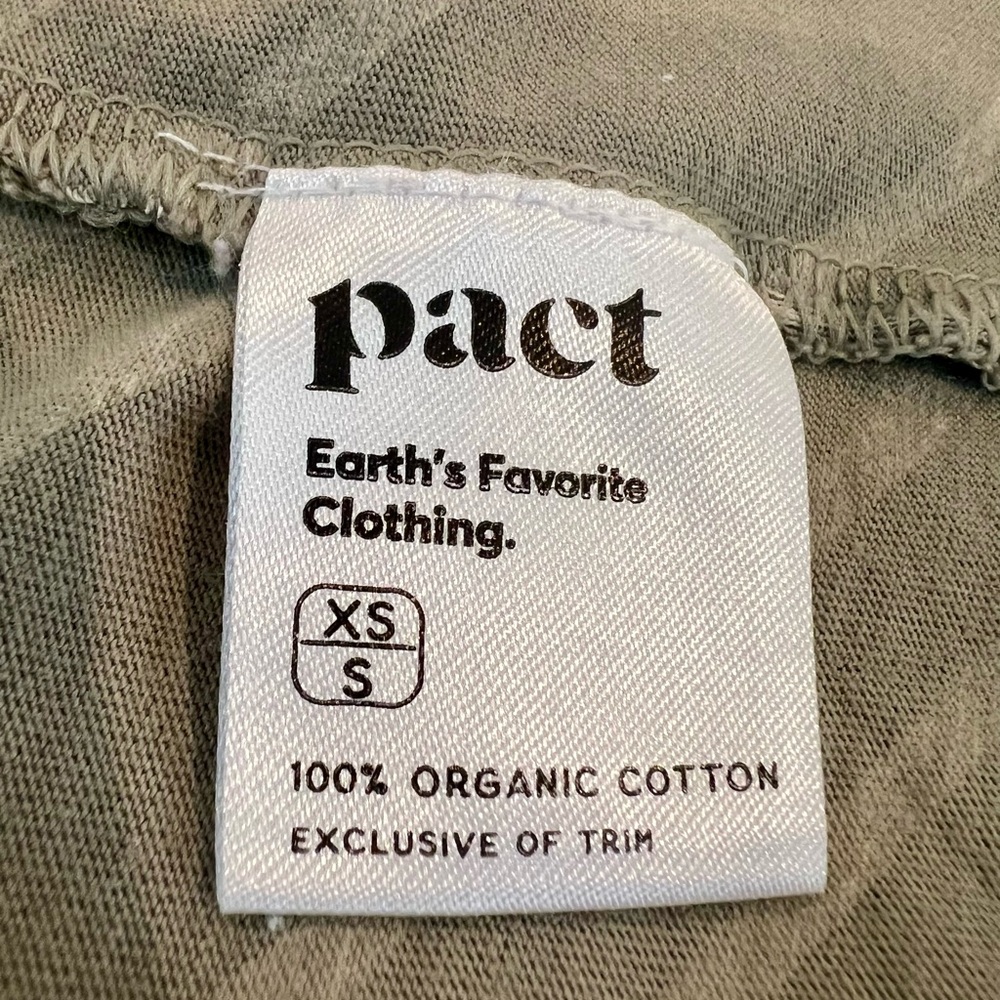 Pact 100% Organic Cotton Olive and Cream Striped Robe 3/4 Sleeve Size XS - Picture 11 of 12